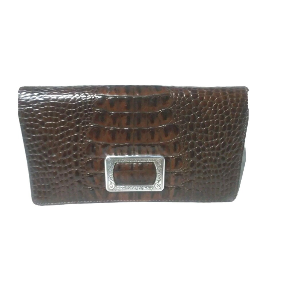 Vintage Brighton Croco Embossed Wallet Organizer Large Brighton Clutch Purse - Picture 4 of 7